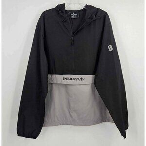 Holloway 'Shield of Faith' Inspiration Black Grey Hooded Windbreaker Jacket XXL